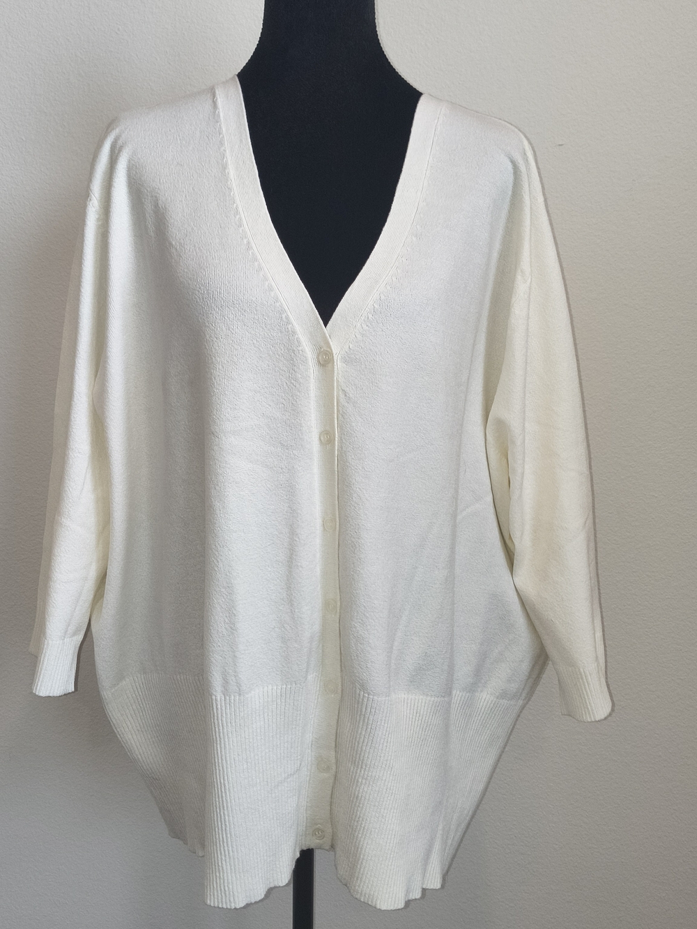 Lane Bryant Ivory V-Neck Button Cardigan Sweater